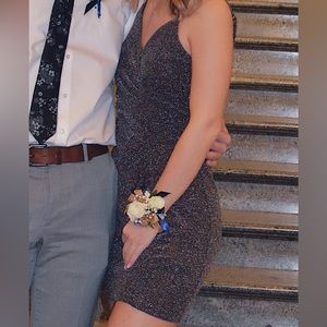 Express glitter metallic mini dress